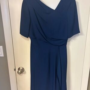 Adrianna Papell Navy V-Neck Midi Dress